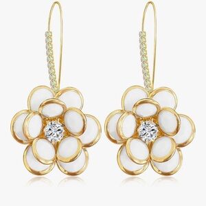 Camellia Floral Hoop dangle Crystal Earrings